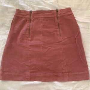 Madewell pink velvet zip mini skirt